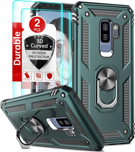 Vista 11 de LeYi Funda para Samsung Galaxy S9 Plus, Galaxy S9+ Plus con [paquete de 2] protector de pantalla curvado 3D, [grado militar] soporte de anillo