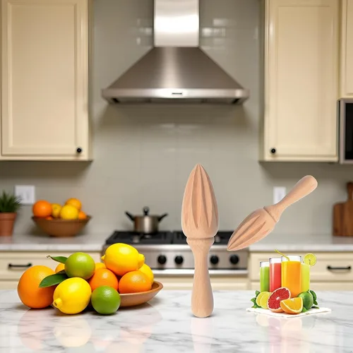 Vista 2 de Exprimidor de cítricos de madera – Escariador manual de mano de limón/naranja Herramienta exprimidora de frutas portátil para el hogar, cafetería