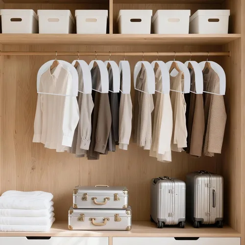 Vista 5 de Fundas para Hombros para Colgar Ropa (Juego de 10) Fundas Transpirables Antipolvo para Prendas Protectores de Ropa para Closet con Fuelle de 2