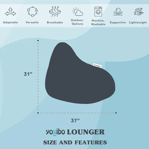 Vista 3 de Yogibo Sillón Puff Pequeño para Adultos, Niños y Adolescentes, Suave, de Felpa, Cómodo, Sensorial, Puff para Juegos, Funda Lavable, Azul