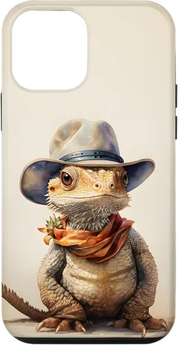 Vista 15 de iPhone 16 Lindo dragón barbudo Beardie con un estuche de sombrero de vaquero