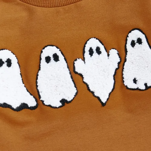 Vista 4 de Thorn Tree Sudadera de manga larga de Halloween para bebé, niño, niña, suéter de gran tamaño, cuello redondo, ropa de otoño e invierno Marrón 4