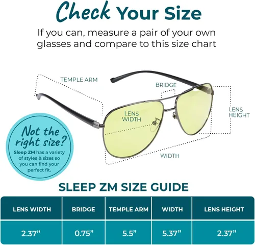 Vista 6 de Sleep ZM Blue Light Blocking Glasses - Sleep + Eye Strain Help Women + Men Montura Aviator - Lente Amarilla Adapt