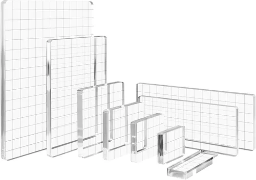 Vista 14 de Briartw Kit de bloques de sello de acrílico transparente con líneas de rejilla, 3 piezas de bloque de sello acrílico, juego de herramientas de 3