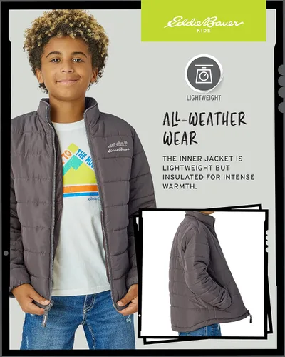 Vista 6 de Eddie Bauer Kids' Ski Jacket - Waterproof 3 in 1 Insulated Coat with Removable Shell for Boys and Girls (3-16)