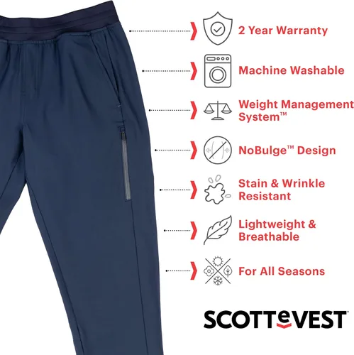Vista 6 de SCOTTeVEST Pantalones deportivos elevados para hombre 17 bolsillos ocultos Pantalones transpirables repelentes al agua para senderismo, golf y más