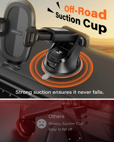 Vista 3 de APPS2Car Soporte de teléfono con ventosa, soporte universal para teléfono para parabrisas de automóvil, salpicadero, ventana, soporte para teléfono