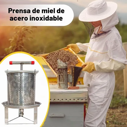 Vista 3 de Extractor de miel manual, máquina extractora de prensa de miel de malla manual para el hogar, extractor de miel, herramienta manual de apicultura