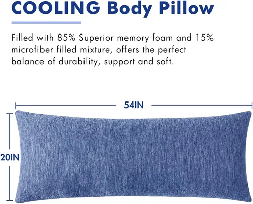 Vista 7 de MIULEE Almohada corporal larga para adultos, almohada corporal para dormir de lado, espuma viscoelástica, cama refrescante tamaño matrimonial