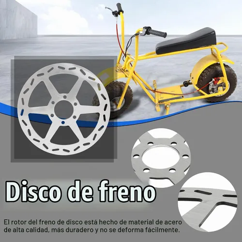 Vista 3 de YOXUFA Rotor de freno de disco de mini bicicleta de 180mm con pastillas de repuesto para Baja Doodle Bug DB30 CT100U CC100X motor 97cc 98cc 100cc