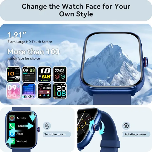 Vista 6 de Reloj inteligente para mujeres y hombres, reloj inteligente para iPhone y Android Bluetooth (respuesta/llamada) Alexa integrado, rastreador