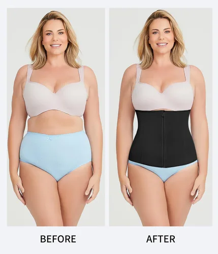 Vista 7 de MERYOSZ Corsé de entrenamiento de cintura con cremallera y control de abdomen, faja transpirable para mujer, faja deportiva