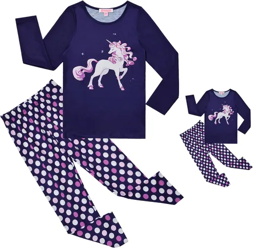 Vista 82 de QPANCY Conjunto de pijamas a juego para niñas y muñecas, pijamas de manga larga para otoño e invierno