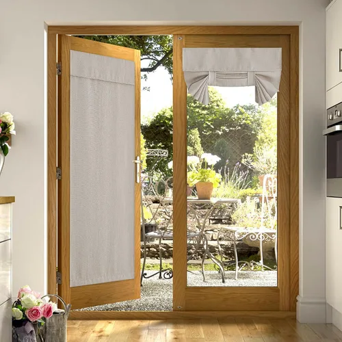 Vista 17 de NICETOWN Cortinas de puerta francesa para ventana, oscurecimiento de la habitación, cortinas de privacidad con aislamiento térmico para cocina Angora
