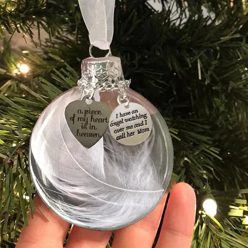 Vista 16 de Adorno conmemorativo de Navidad, Una parte de mi corazón está en el cielo, colgante para árbol de Navidad, regalos conmemorativos por pérdida