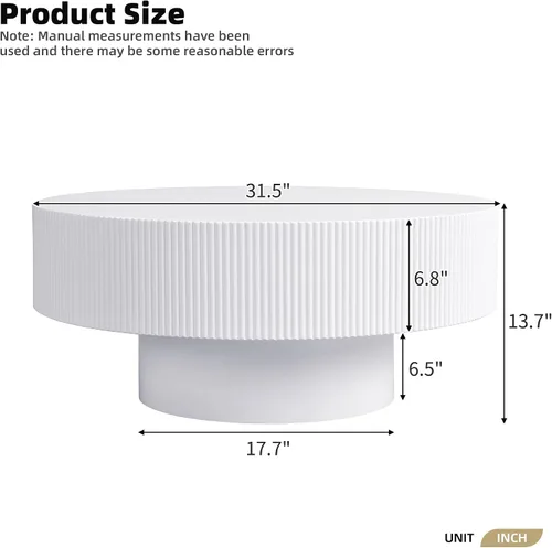 Vista 2 de Merax - Mesa de centro redonda moderna con base resistente, color blanco Mesa central de madera para sala de estar, oficina, recepción, fácil