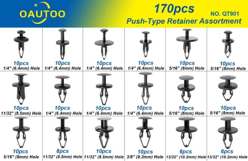 Vista 2 de 170 piezas para GM Ford Chrysler parachoques cubierta guardabarros, cubierta de guardabarros, cubierta de aire y rejilla tipo empuje, clips