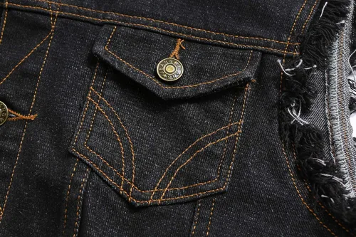 Vista 3 de NASKY Chaleco de mezclilla retro rasgado, sin mangas, chaleco y chaqueta de mezclilla
