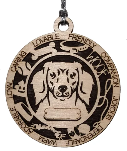 Vista 208 de Adorno de Navidad personalizado para perro Cavalier King Charles Spaniel, redondo de 3 pulgadas, madera cortada con láser de 2 capas, nombre y texto