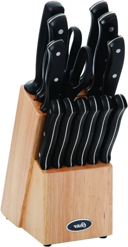 Vista 15 de Oster Ginley - Juego de 3 piezas de cubiertos de acero inoxidable de alto carbono con mango forjado triple remachado de ABS