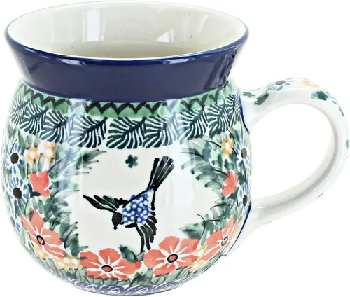 Vista 31 de Blue Rose Polish Pottery - Blue Alyce Bubble Mug - 16 oz - Unique Shape Mug for Coffee & Tea