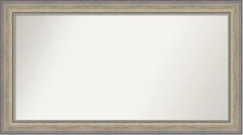 Vista 187 de Amanti Art Espejo de baño plateado para sobre el fregadero, 28 x 37 pulgadas, elegante espejo rectangular de peltre cepillado, marco de madera