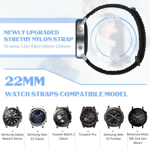 Vista 2 de YCHDDER Correa deportiva de nailon transpirable de liberación rápida para hombres y mujeres, ancho de reloj 0.630 in, 0.709 in, 0.787 in, 0.866 in