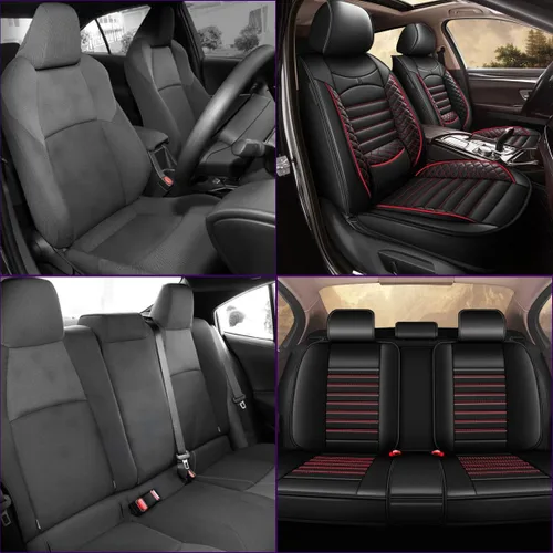 Vista 4 de Fundas de asiento de auto para Ford Fusion 2010-2020: juego completo de fundas protectoras de asiento impermeables de piel sintética compatible