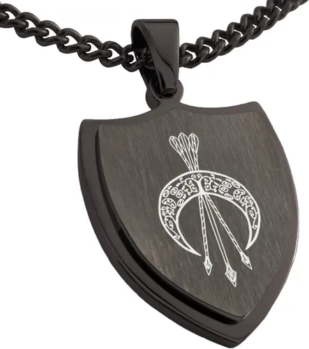 Vista 14 de Collar con colgante de escudo de dioses griegos de acero inoxidable