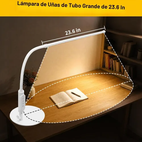 Vista 2 de CGBE Lámpara de escritorio LED: lámpara de uñas ajustable de 360° para escritorio con 3 modos de color y 5 niveles de brillo, lámpara de uñas