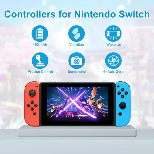 Vista 6 de MINSWC Controller For Nintendo Switch,Upgraded Switch Controller,Support Wake-up and Screenshot,RedBlue
