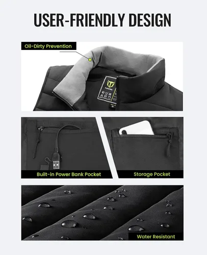 Vista 2 de TIDEWE Chaleco calefactado para hombre con paquete de batería, chaleco ligero para cazasenderismo