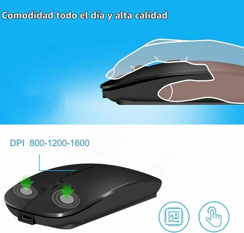 Vista 5 de Ratón inalámbrico Bluetooth USB C para MacBook Air Pro iMac Laptop Computer, Ratón C silencioso inalámbrico recargable para Mac Desktop/iPad/Surface