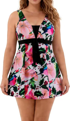 Vista 2 de Wantdo - Traje de baño para mujer con diseño floral Flor de pájaro.