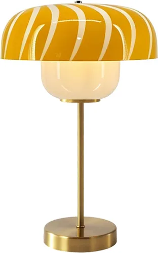 Vista 11 de Globe - Lámpara de mesa de noche, moderna lámpara de mesa de noche de cristal de mediados de siglo, lámpara de escritorio dorada para dormitorio, 1