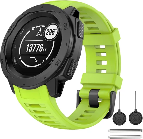 Vista 14 de OVERSTEP Correa de reloj para Garmin Instinct Smartwatch - Amarillo ámbar Correa de repuesto de silicona suave de 0.866 in compatible con Garmin