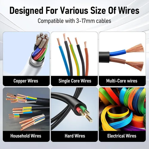 Vista 4 de cjc Máquina peladora de cables 2 en 1, 6 canales y 5 cuchillas, manual y perforadora para cables de chatarra de 0.12 a 0.67 pulgadas (3 a 0.669 in)