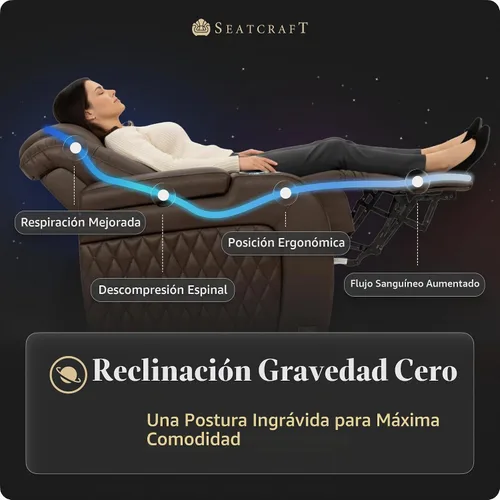Vista 4 de Seatcraft Asiento de cine en casa Diamante Marrón Reclinable Individual