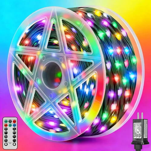 Vista 11 de Luces LED de Navidad para Exteriores, 295 Pies 900 Luces LED para Árbol de Navidad y Cerca con Control Remoto - 8 Modos de Iluminación y 3