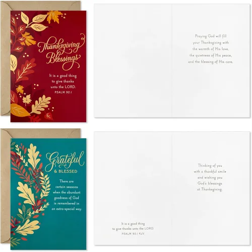 Vista 4 de Hallmark DaySpring - Surtido de tarjetas religiosas de Acción de Gracias, paquete de 16 Acción de Gracias religiosa