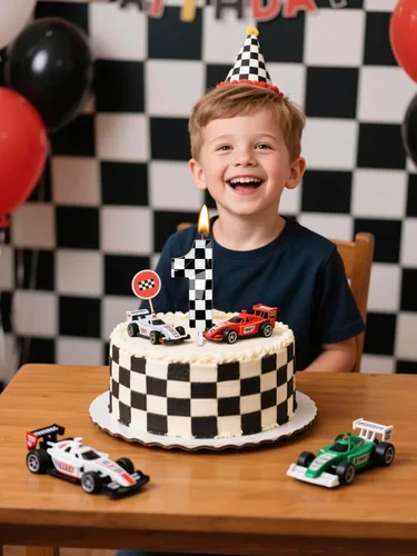Vista 7 de Velas de cumpleaños de autos de carreras número 1, velas de cumpleaños a cuadros negros y blancos de 2.68 pulgadas, velas con números con temática
