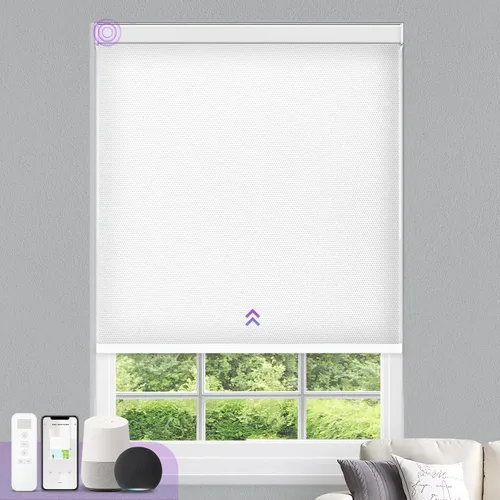 Vista 22 de Astomi - Persianas enrollables motorizadas para ventanas, persianas 100 % opacas para oscurecer la habitación, persianas inteligentes sin cordón