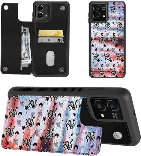 Vista 9 de Funda tipo cartera para Moto G Stylus 5G 2023 con soporte para tarjetas, bloqueo RFID, piel sintética, función atril, cierre magnético, funda