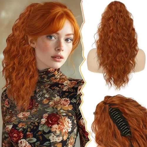 Vista 17 de BARSDAR Extensión de cola de caballo corta para mujer, extensiones de cabello sintético suave con clip de garra de 12 pulgadas, extensiones de cola
