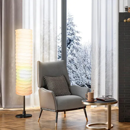 Vista 9 de STOBOK Pantalla de lámpara de pie de papel de arroz, estilo nórdico, cubierta de luz de mesa, pantalla de pie, protector de repuesto, para el hogar