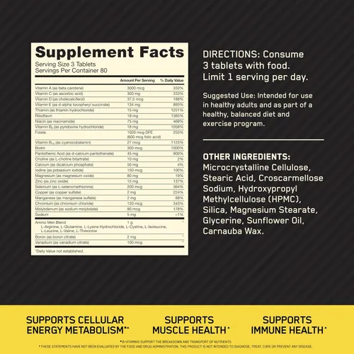 Vista 2 de Optimum Nutrition Opti-Men Suplemento multivitamínico diario, 240 Ct
