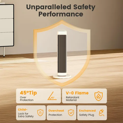 Vista 6 de Calentadores de espacio de 25 pulgadas para uso en interiores, habitaciones grandes, calentadores eléctricos para uso en interiores con termostato