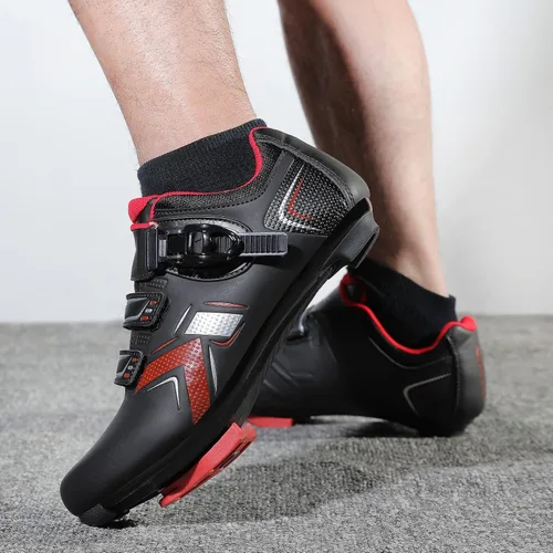 Vista 7 de KESCOO Zapatos de ciclismo para hombre y mujer, compatibles con zapatos de bicicleta Peloton y tacos Delta preinstalados, clip en bicicleta