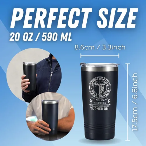 Vista 5 de Onebttl Lineman Regalos para hombres – Taza de café de viaje para electricista de 20 onzas