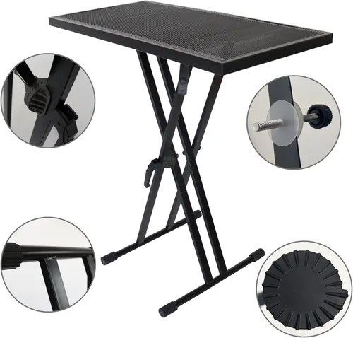Vista 6 de Soporte de mesa portátil para DJ, soporte de controlador de DJ, escritorio de DJ, cabina de DJ, soporte de DJ de altura ajustable